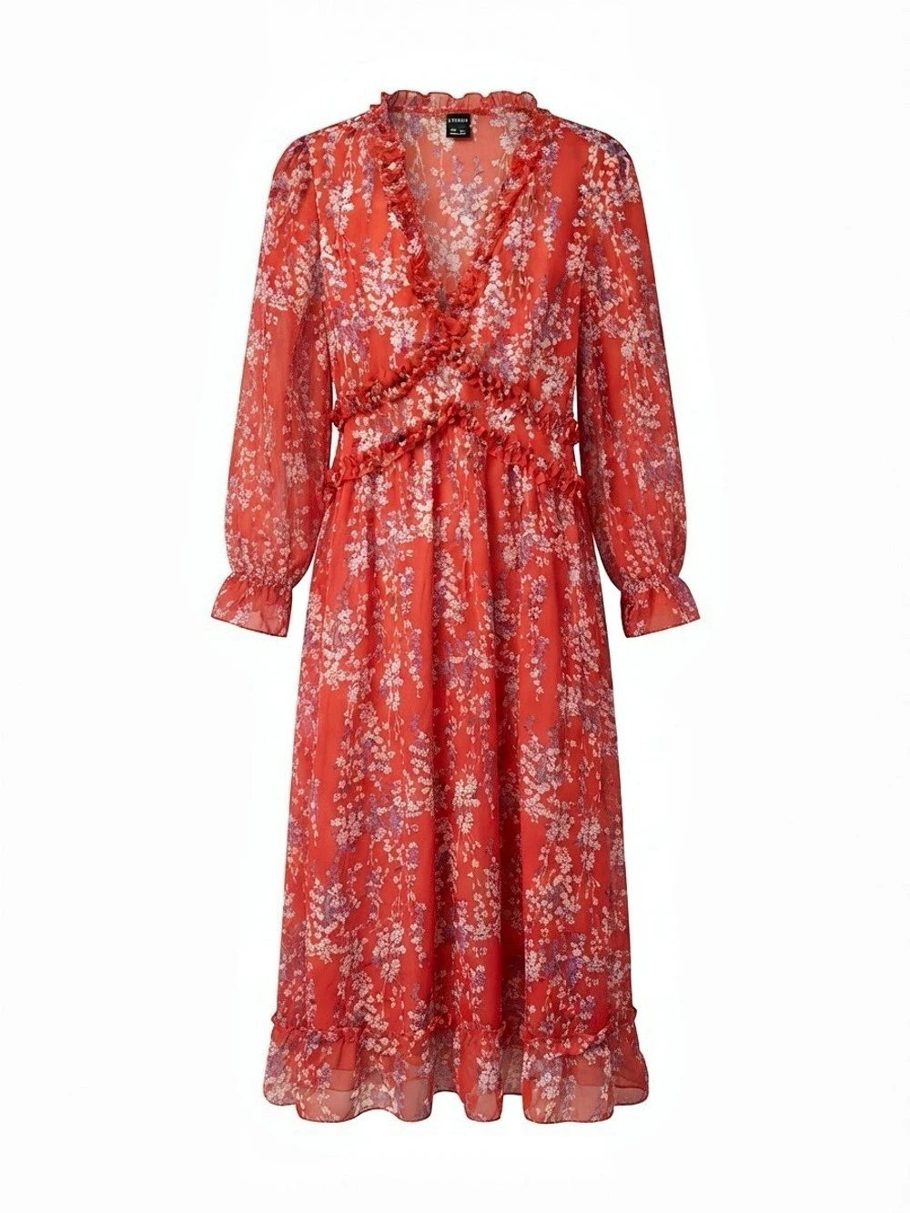 SHEIN Floral Maxi Dress in Red & White Size XL Like New